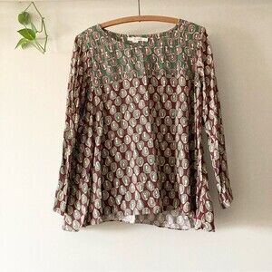 Boden Green‎ Swirl Flowy Swing Top Blouse 10P